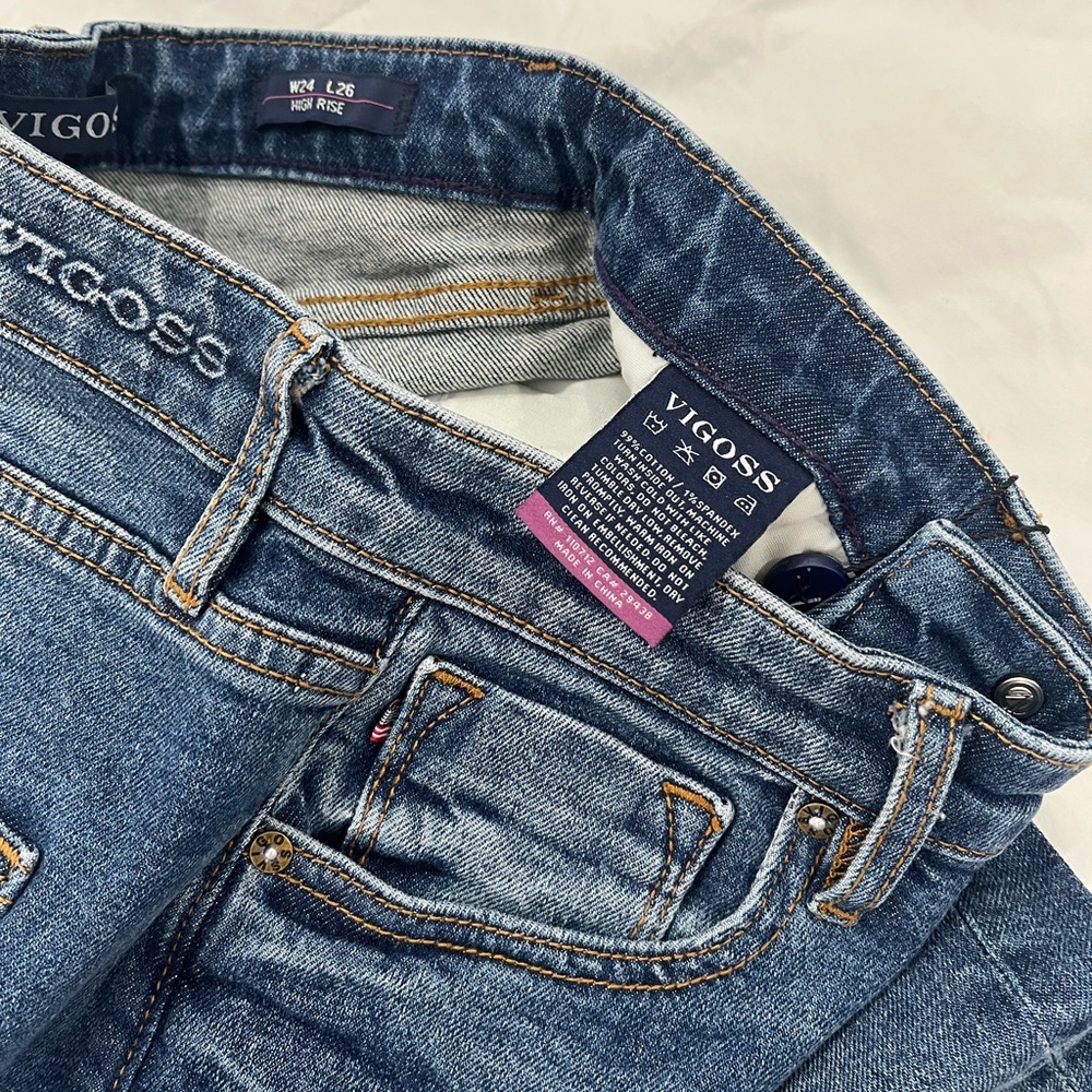 VIGOSS | Womens Friday Tapered Boyfriend High Rise Denim Blue Jeans NWT SIZE 24 - Picture 6 of 8